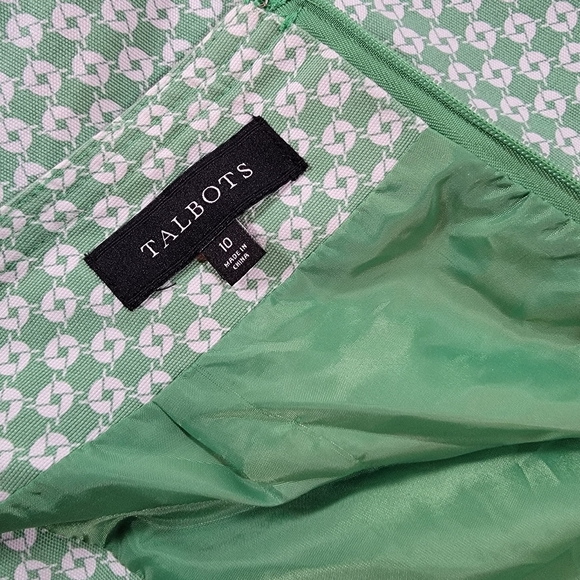 Talbots, size 10 skirt, green geometric, back zip, fully lined, great condition - Picture 5 of 7